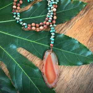 Beautiful Orange Colored Agate Necklace